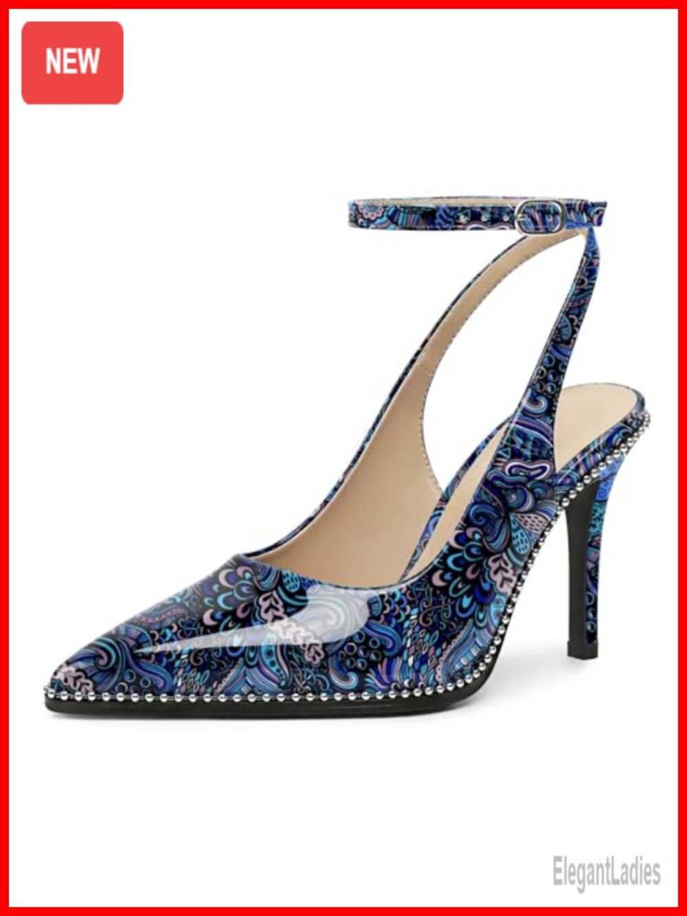 Soireelady Slingback Heels Pointed Toe Stiletto Ankle Strap Dress Pumps